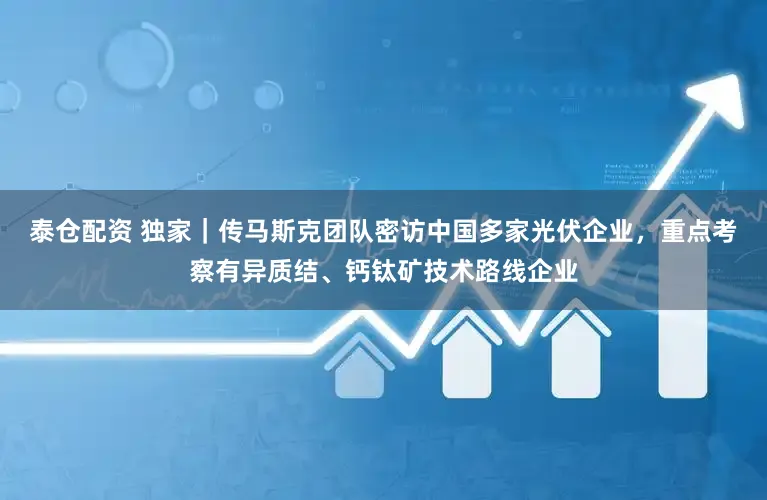 泰仓配资 独家｜传马斯克团队密访中国多家光伏企业，重点考察有异质结、钙钛矿技术路线企业