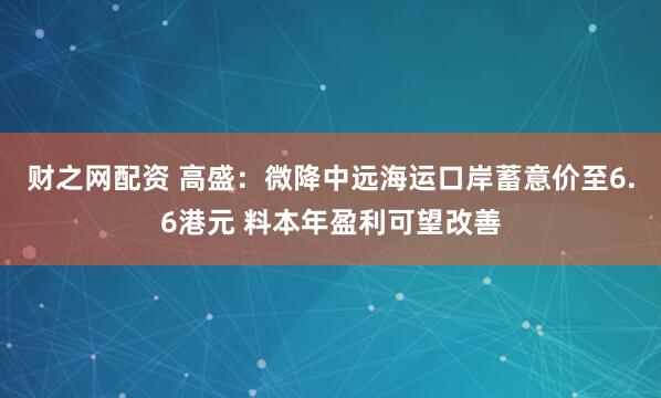 财之网配资 高盛：微降中远海运口岸蓄意价至6.6港元 料本年盈利可望改善
