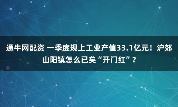 通牛网配资 一季度规上工业产值33.1亿元！沪郊山阳镇怎么已矣“开门红”？